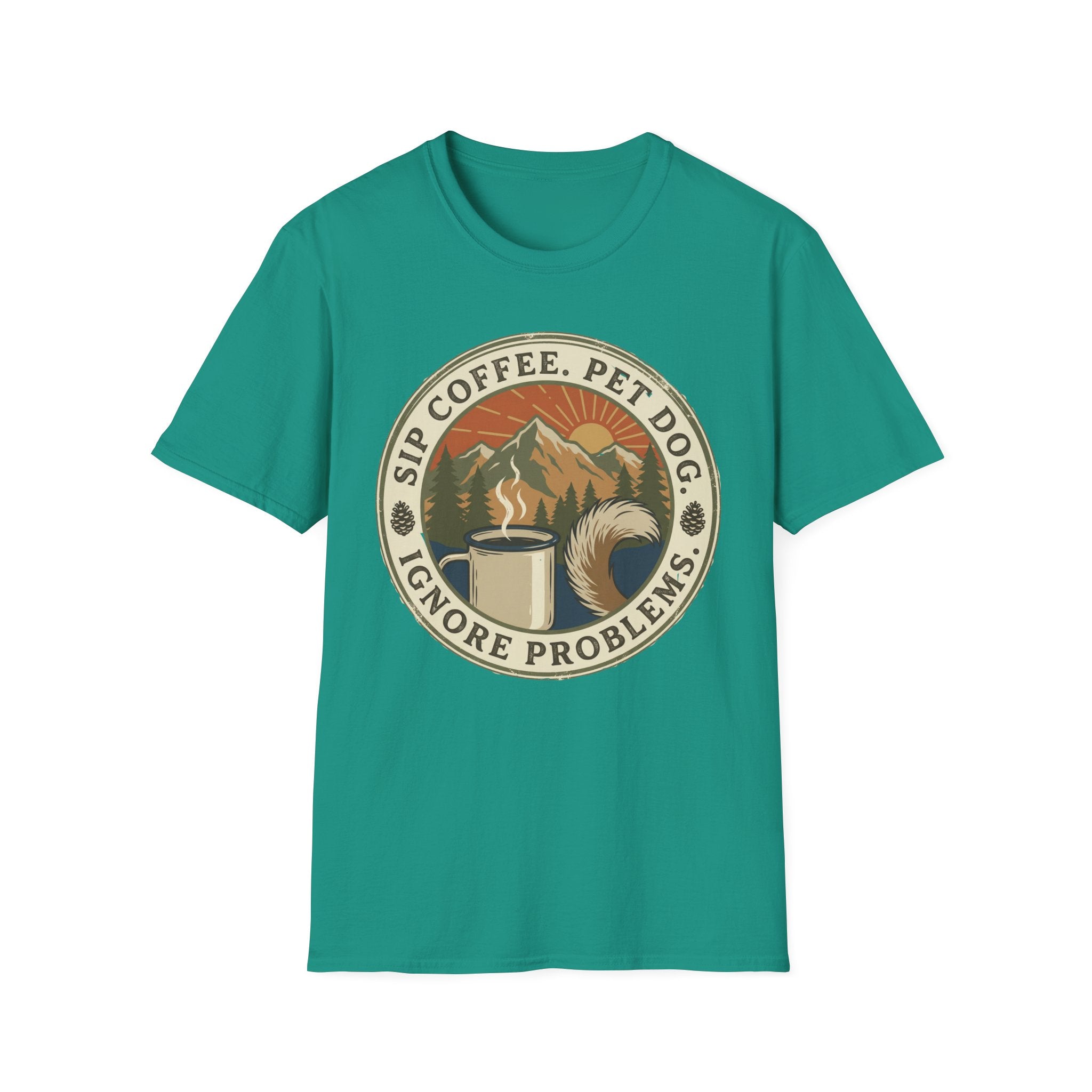 Sip Coffee, Pet Dog - T-Shirt