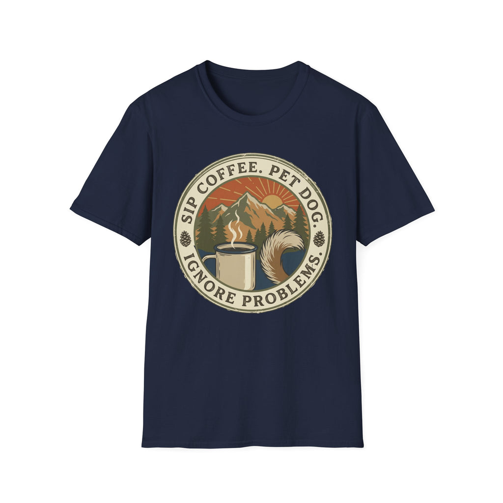 Sip Coffee, Pet Dog - T-Shirt
