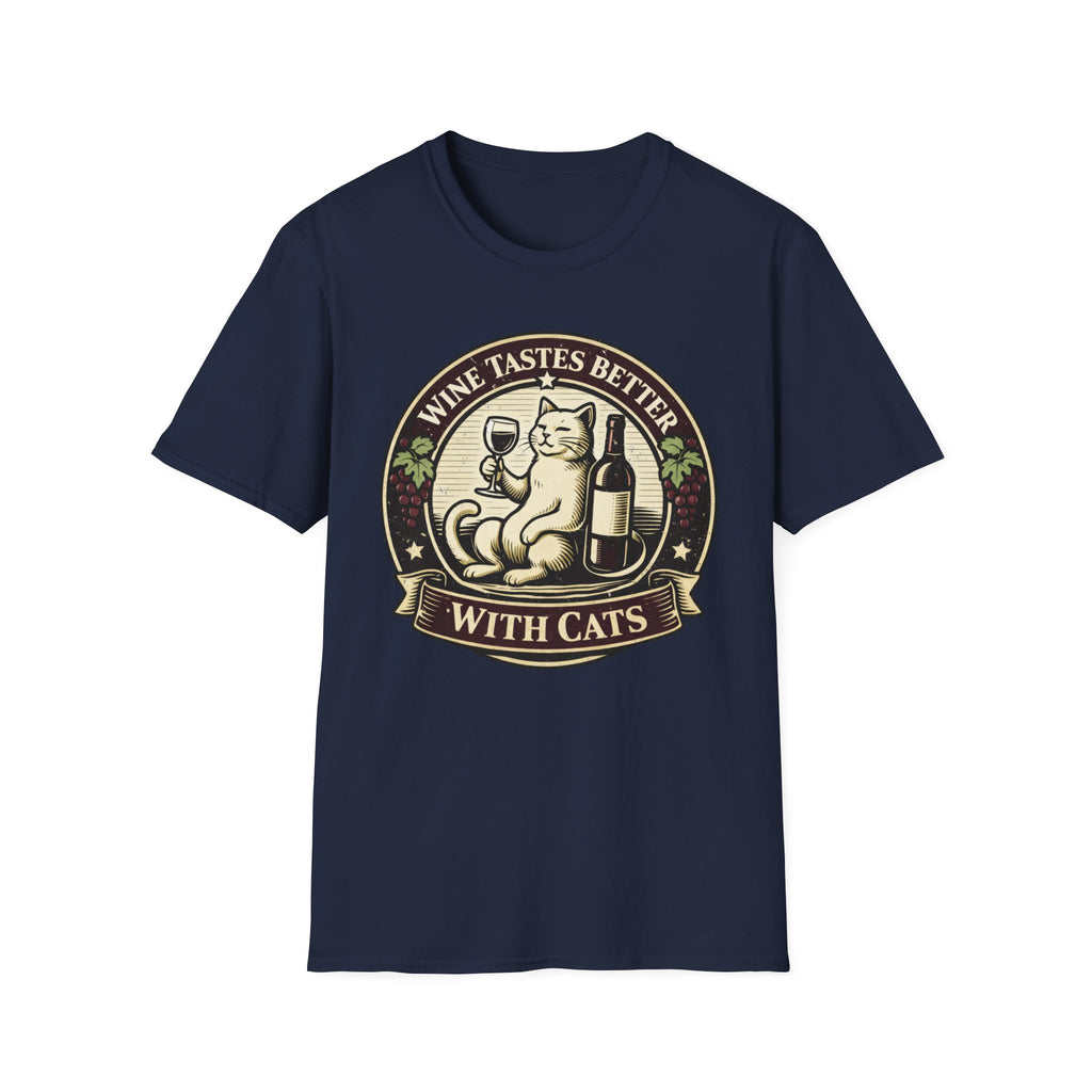 Wine Tastes Better With Cats - T-Shirt