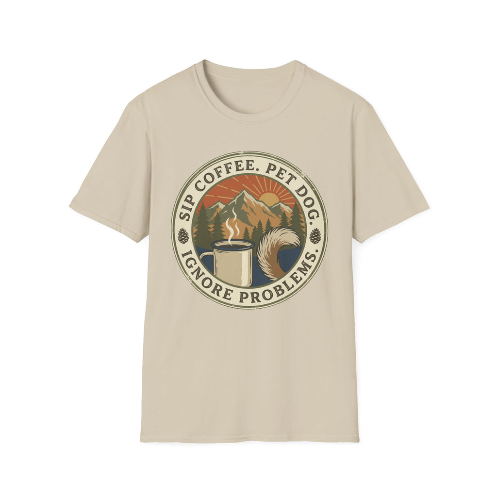 Sip Coffee, Pet Dog - T-Shirt